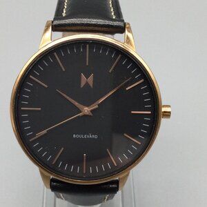 MVMT Santa Monica Boulevard Watch Women 38mm Rose Gold Tone Leather New Battery